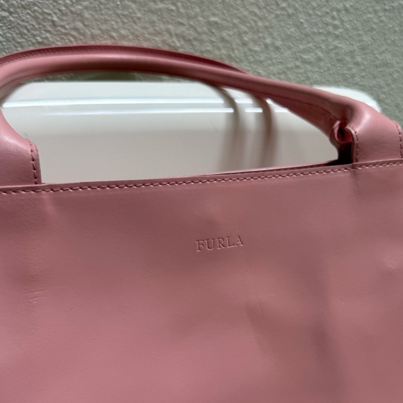 FURLA Vintage Designer Maeve Pink Vegan Leather Tote Bag with Gold Hardware - Picture 10 of 11